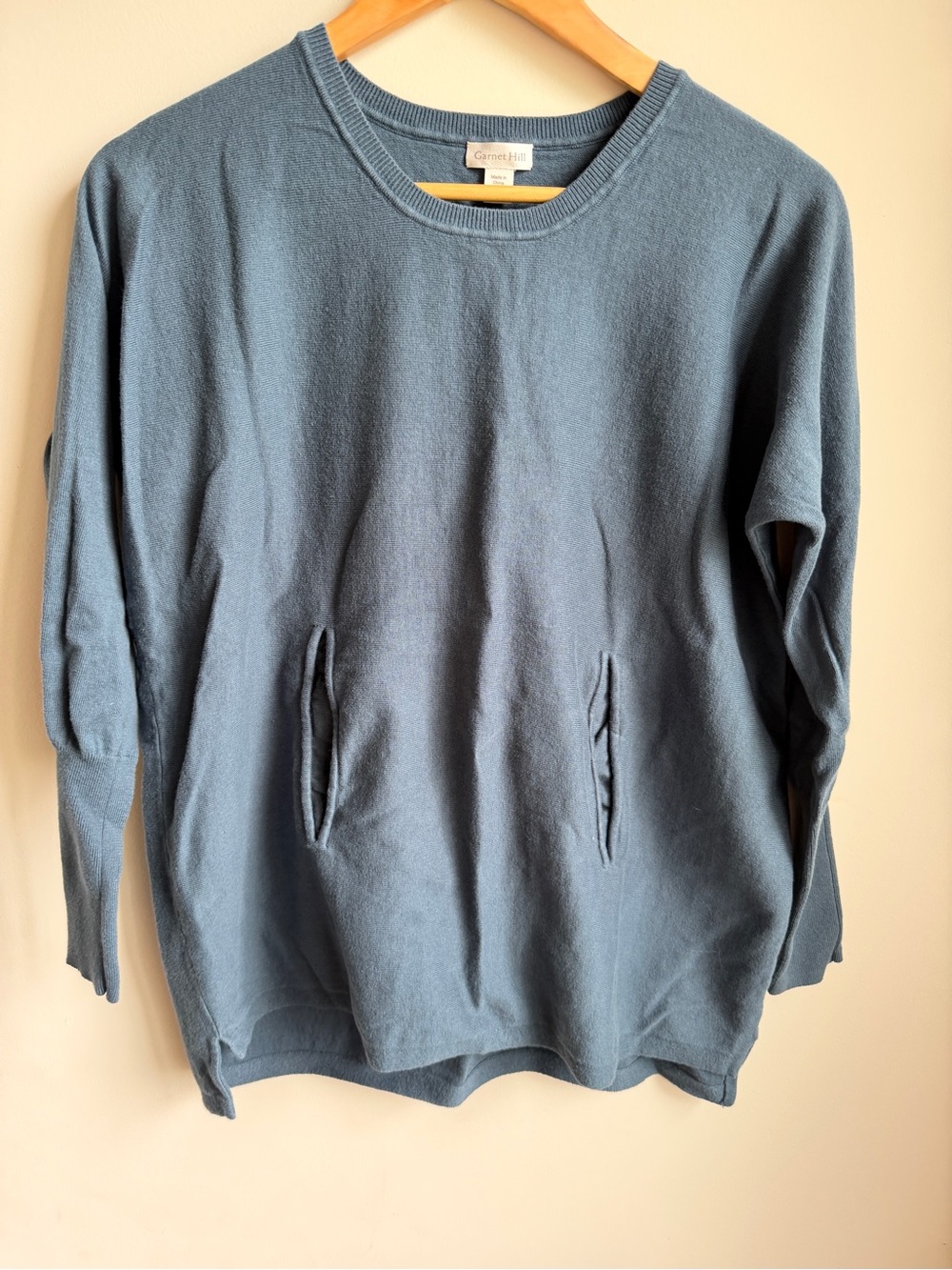 Garnet Hill Organic Cotton Lightweight Sweater Kangaroo Pocket S